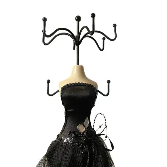 Black Formal Gown Mannequin Elegant Dress Jewelry Necklace Stand Display - Picture 7 of 15